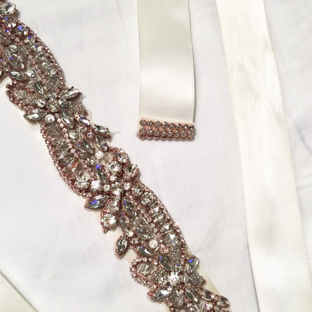 Rose Gold Satin Beaded Belt